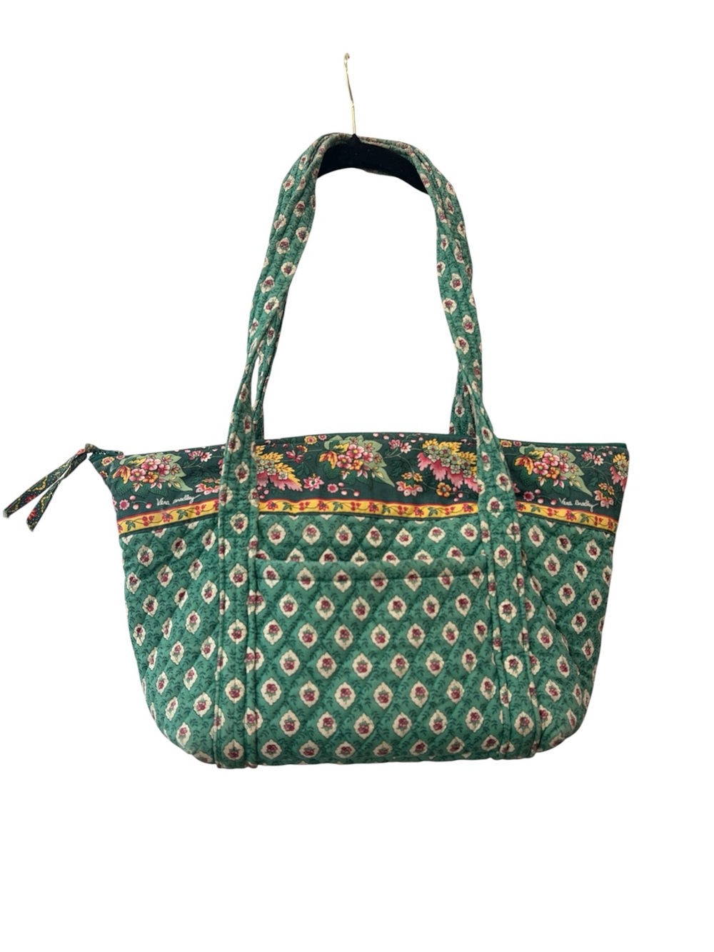 Vera Bradley Green Quilted Tote with Floral Band